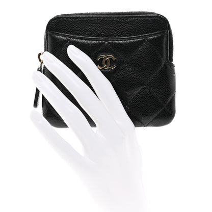 Chanel Caviar Quilted Zip Card Holder Wallet Black 2 of 8