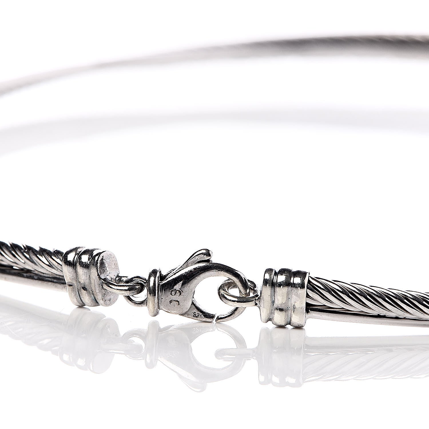 David Yurman Sterling Silver 14K White Gold Diamond Crossover Collar Necklace 3 of 4