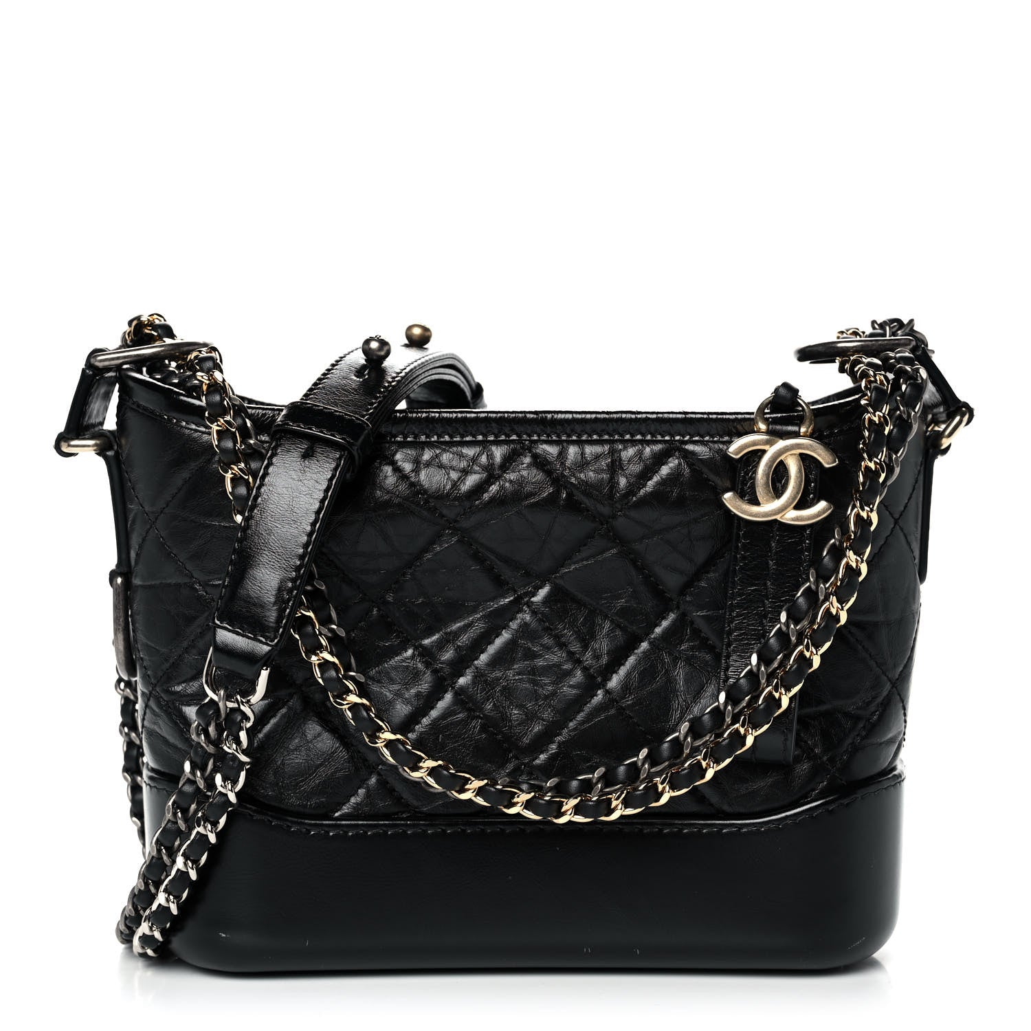 Chanel Aged Calfskin Quilted Small Gabrielle Hobo Black 1 of 12