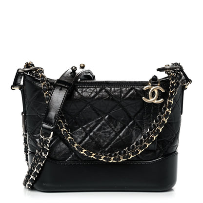Chanel Aged Calfskin Quilted Small Gabrielle Hobo Black 1 of 12