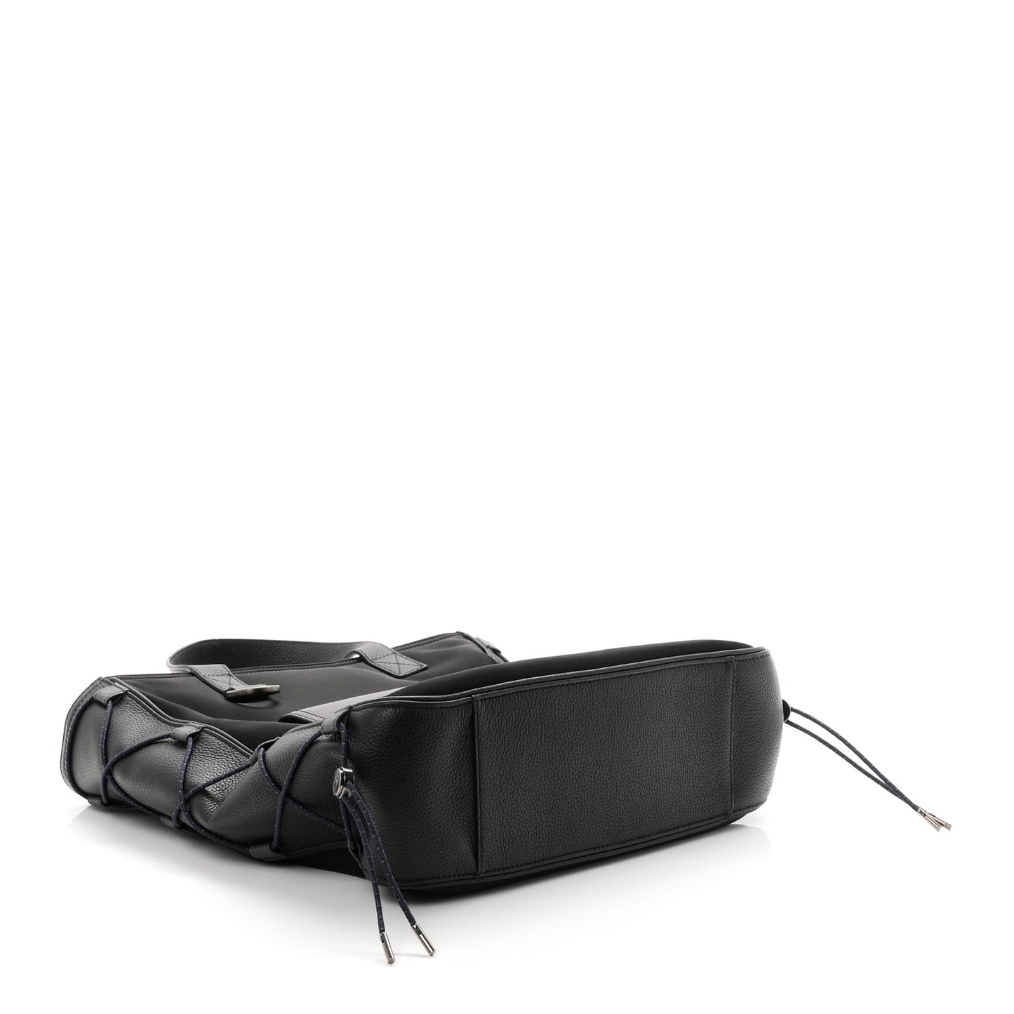 X SACAI Nylon Grained Calfskin Saddle Tote Black