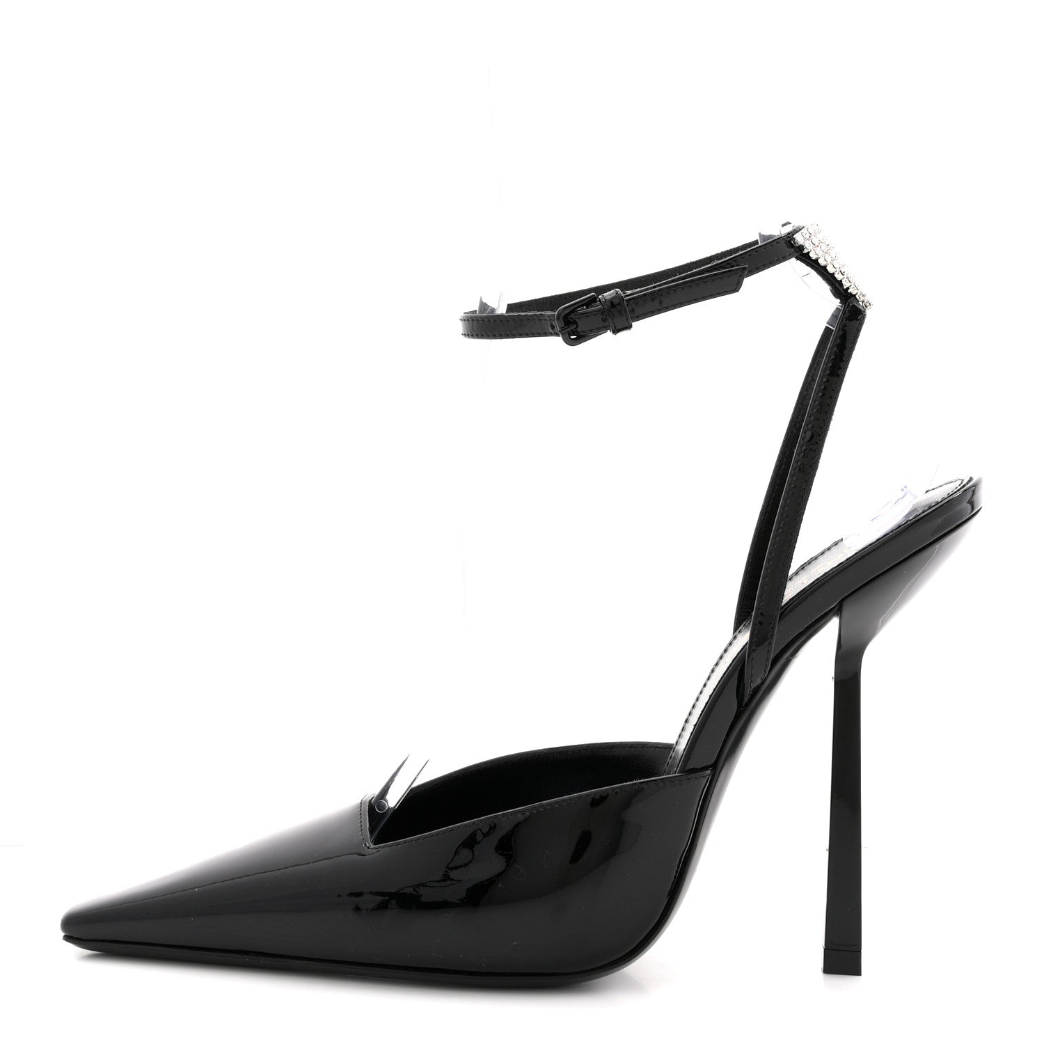 Saint Laurent Patent Calfskin Crystal Anouk Pumps 37.5 Black 1 of 12