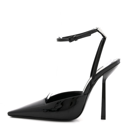 Saint Laurent Patent Calfskin Crystal Anouk Pumps 37.5 Black 1 of 12