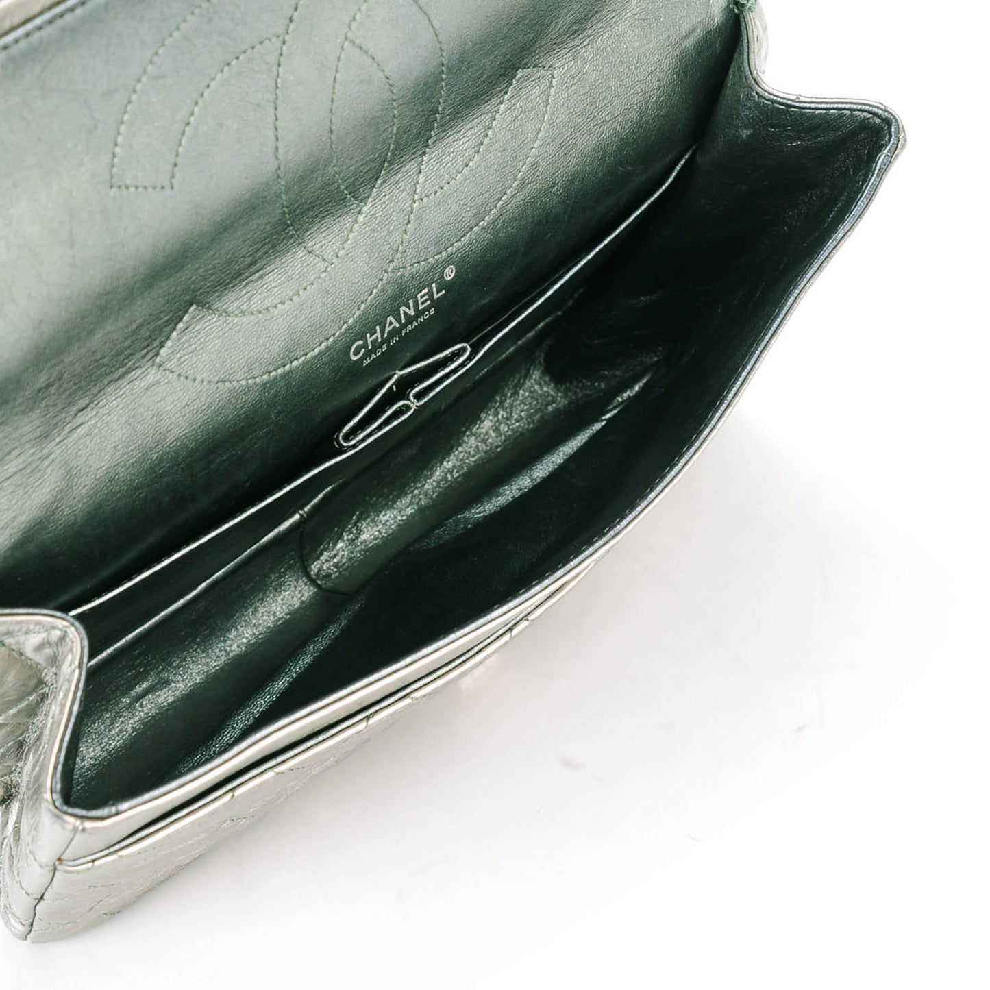 Metallic Aged Calfskin 2.55 Reissue 227 Flap Green