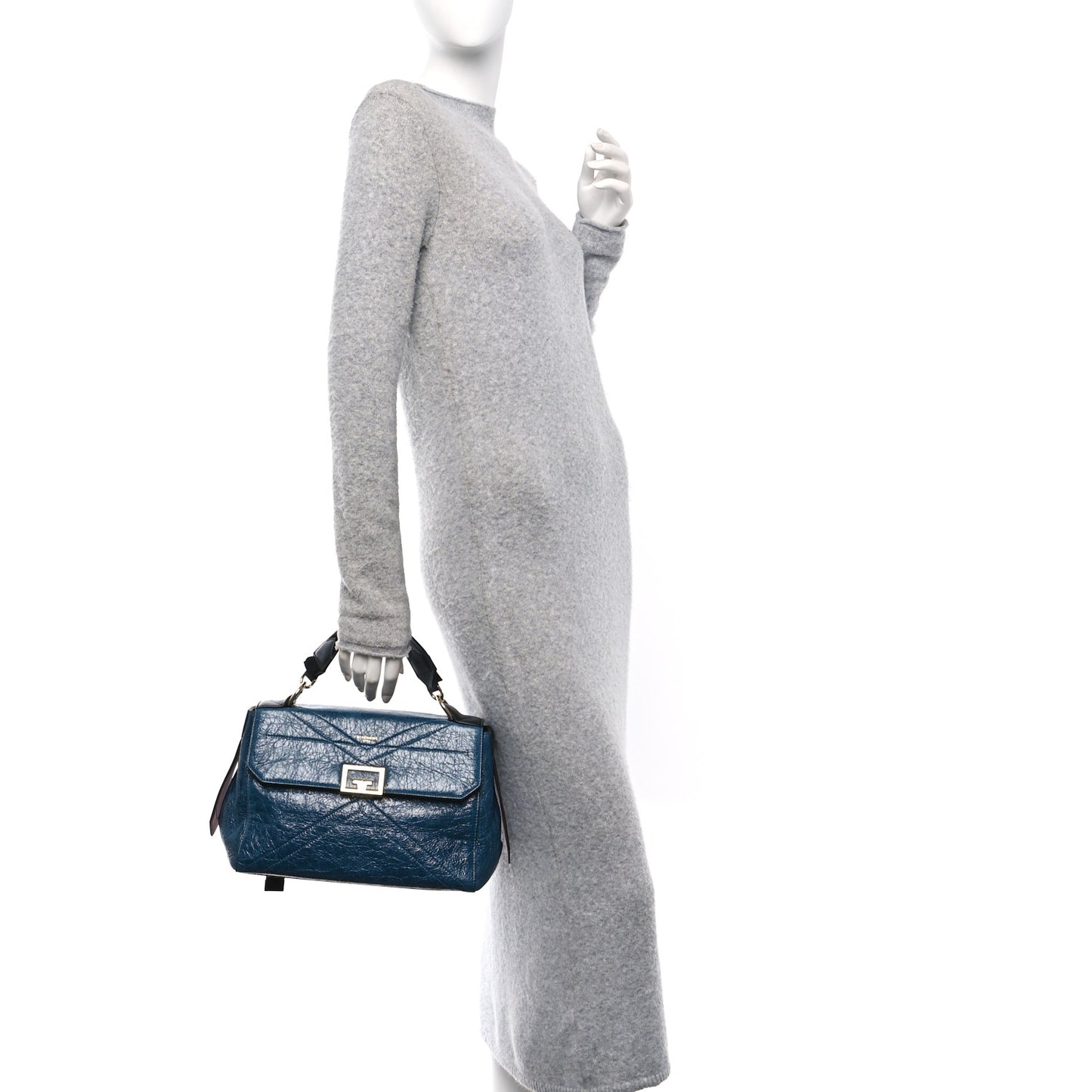 Creased Patent Calfskin Medium ID Flap Oil Blue