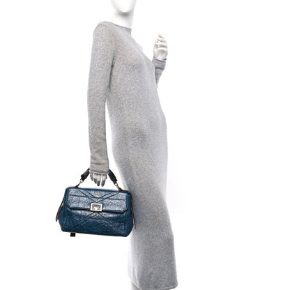 Givenchy Creased Patent Calfskin Medium ID Flap Oil Blue 2 of 10