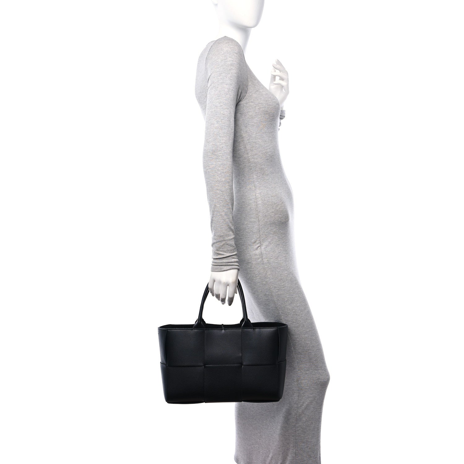 Bottega Veneta Grained Calfskin Intrecciato Small Arco Tote Black 2 of 11