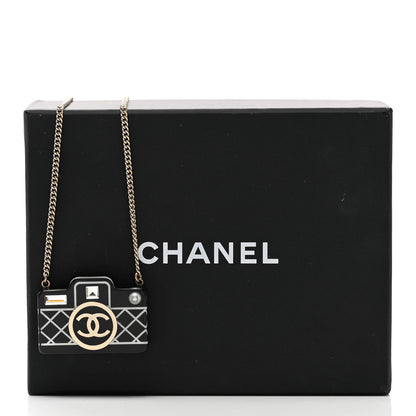 Chanel Resin Camera CC Necklace Black Gold 7 of 7
