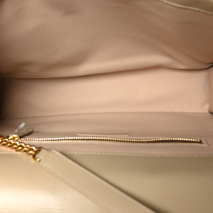 Saint Laurent Lambskin Matelasse Chevron Large Monogram Satchel Beige 5 of 10