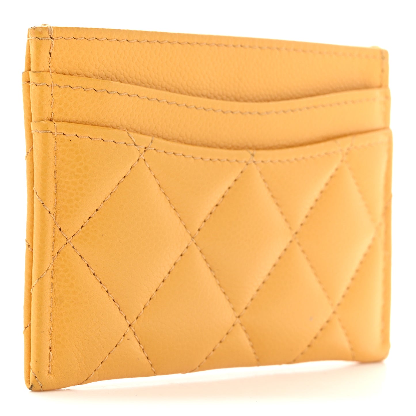 Caviar Quilted Card Holder Yellow