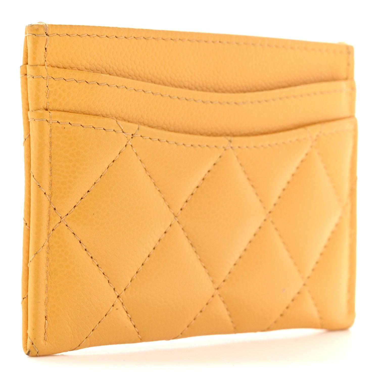 Chanel Caviar Quilted Card Holder Yellow 3 of 9