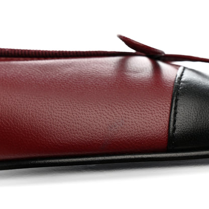 Chanel Lambskin Cap Toe CC Ballerina Flats 40 Burgundy Black 11 of 12
