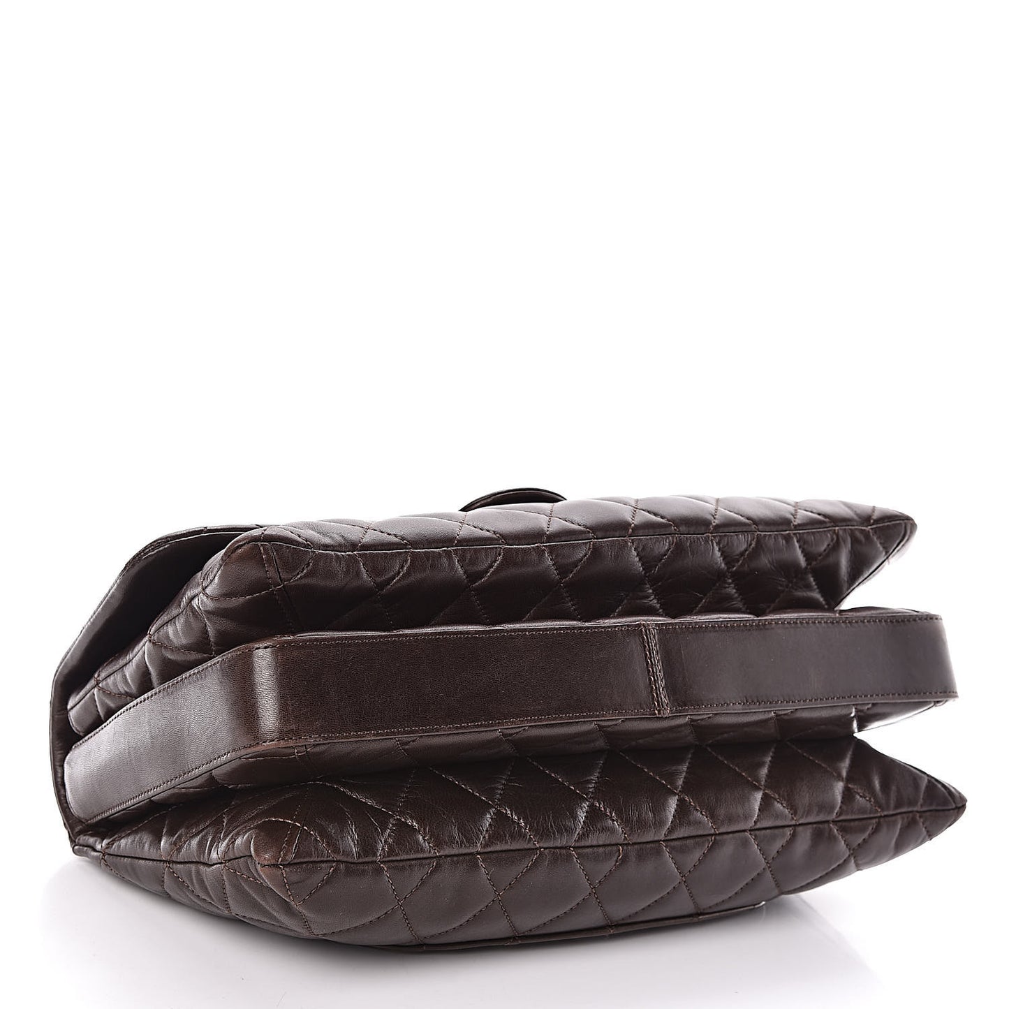 Lambskin Quilted Maxi 3 Flap Dark Brown