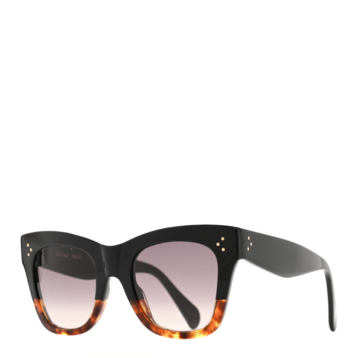 Celine Acetate Polarized Cat Eye Sunglasses CL4004IN Havana Black 1 of 6