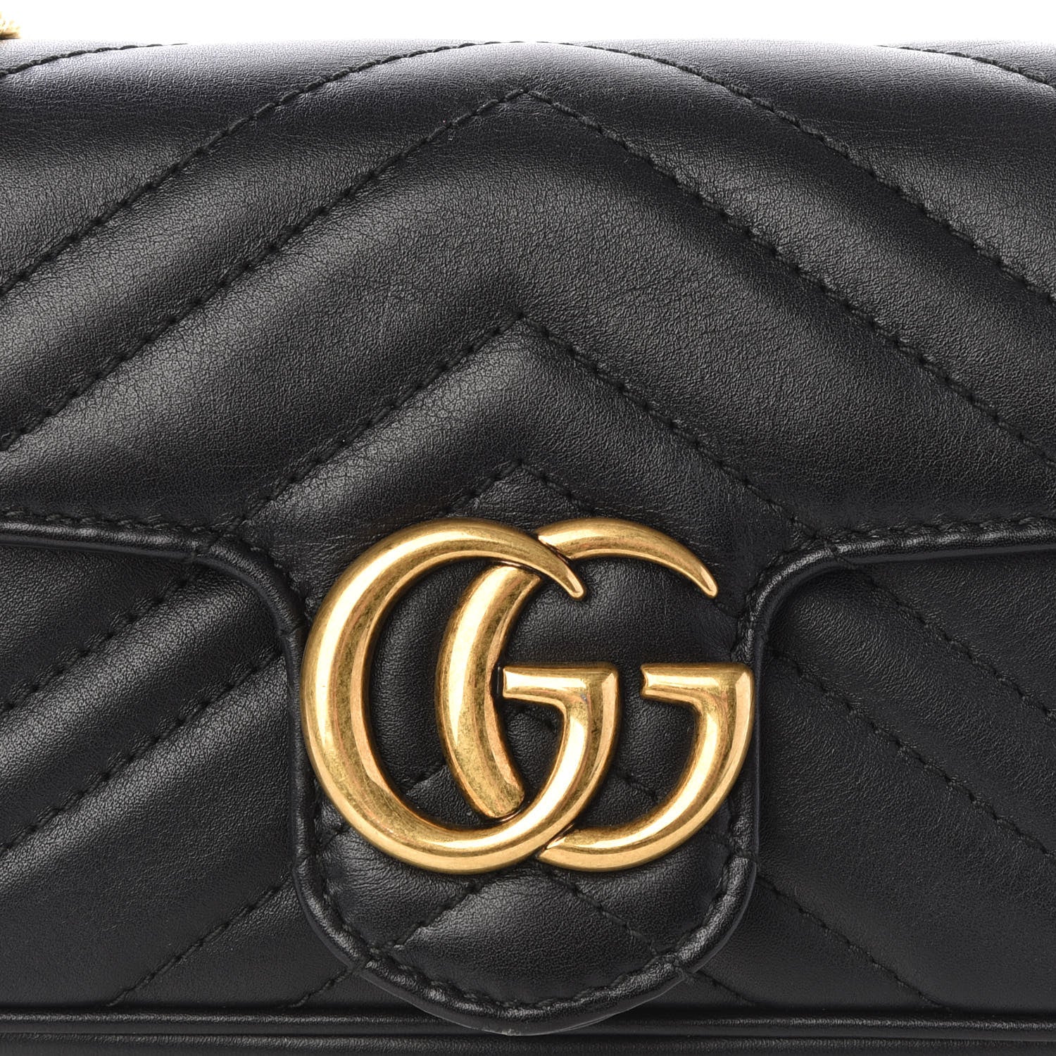 Gucci Calfskin Matelasse Super Mini GG Marmont Shoulder Bag Black 8 of 9