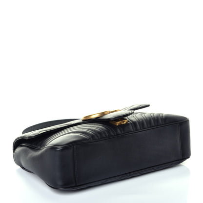 Gucci Calfskin Matelasse Medium GG Marmont Shoulder Bag Black 4 of 9