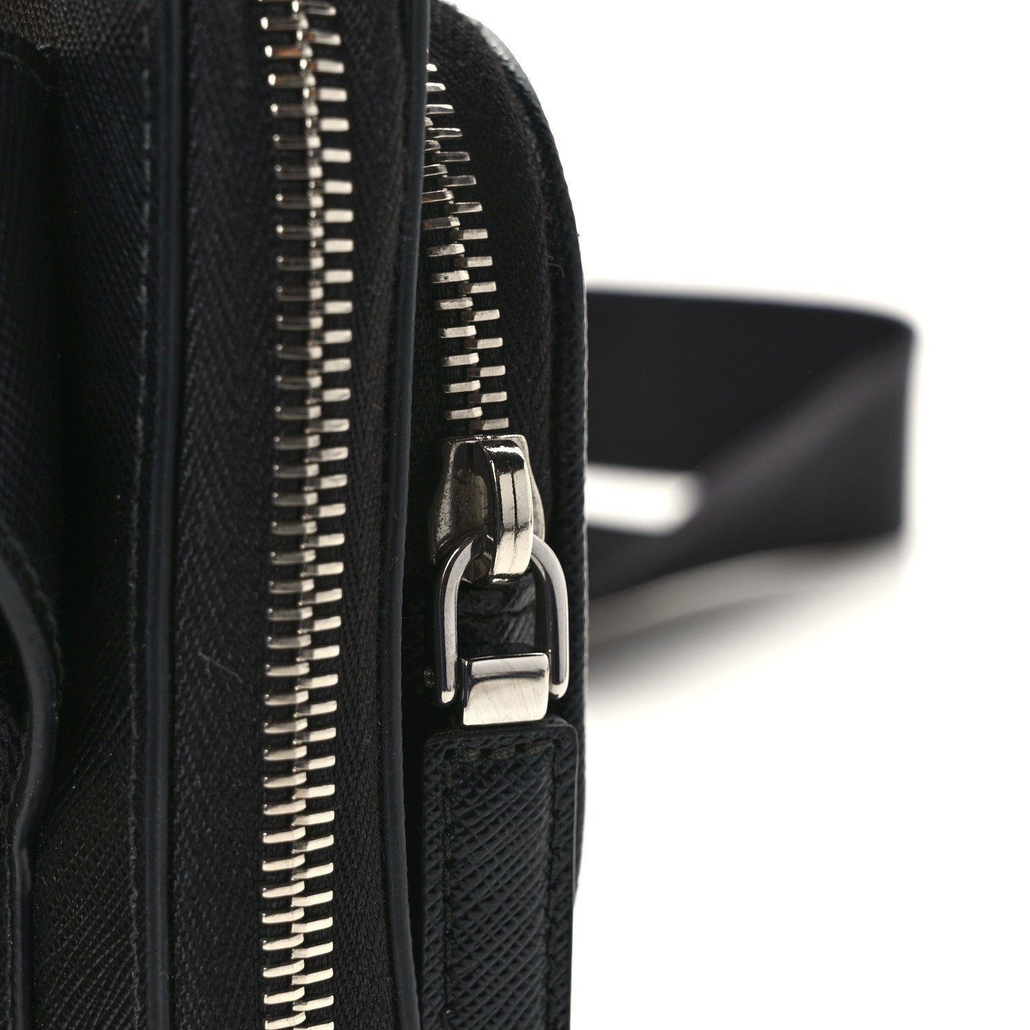 Prada Saffiano Travel Double Zip Crossbody Belt Bag Black 13 of 13