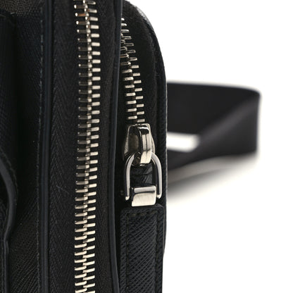 Prada Saffiano Travel Double Zip Crossbody Belt Bag Black 13 of 13