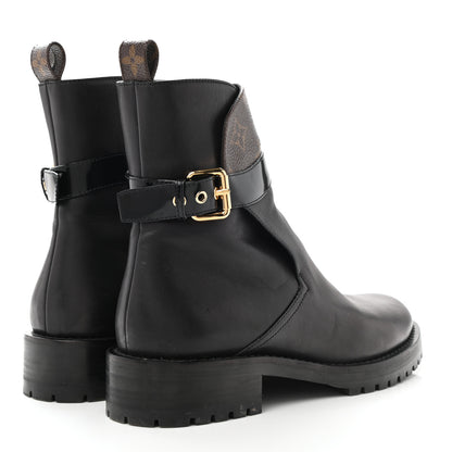 Louis Vuitton Calfskin Monogram Discovery Flat Ankle Boots 38.5 Black 4 of 15