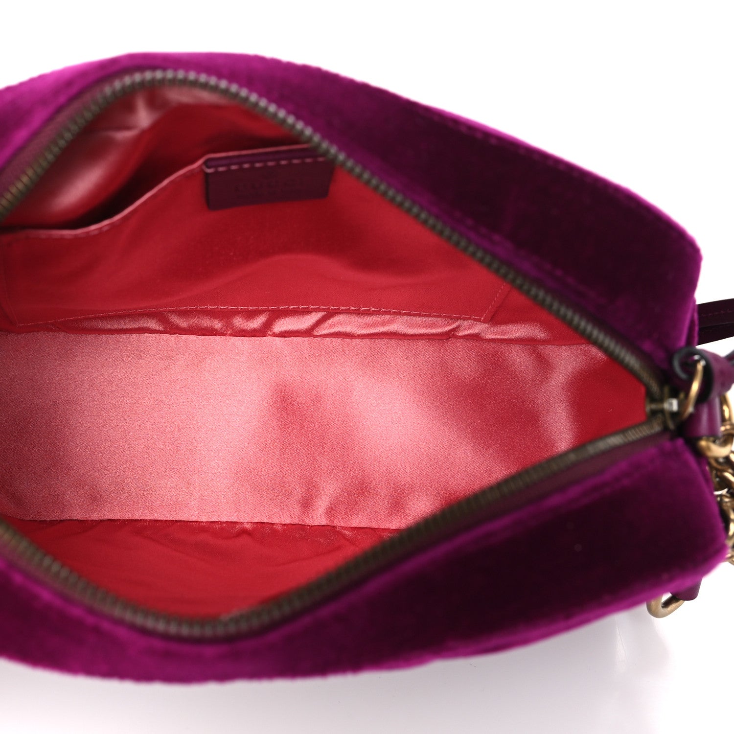 Gucci Velvet Matelasse Small GG Marmont Chain Shoulder Bag Fuchsia Violet Cyclamen 5 of 9