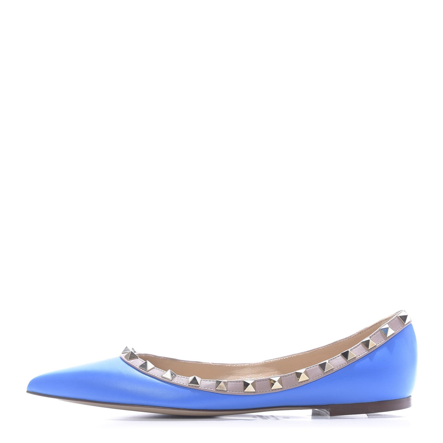 Nappa Rockstud Ballerina Flats 38 Blue Poudre