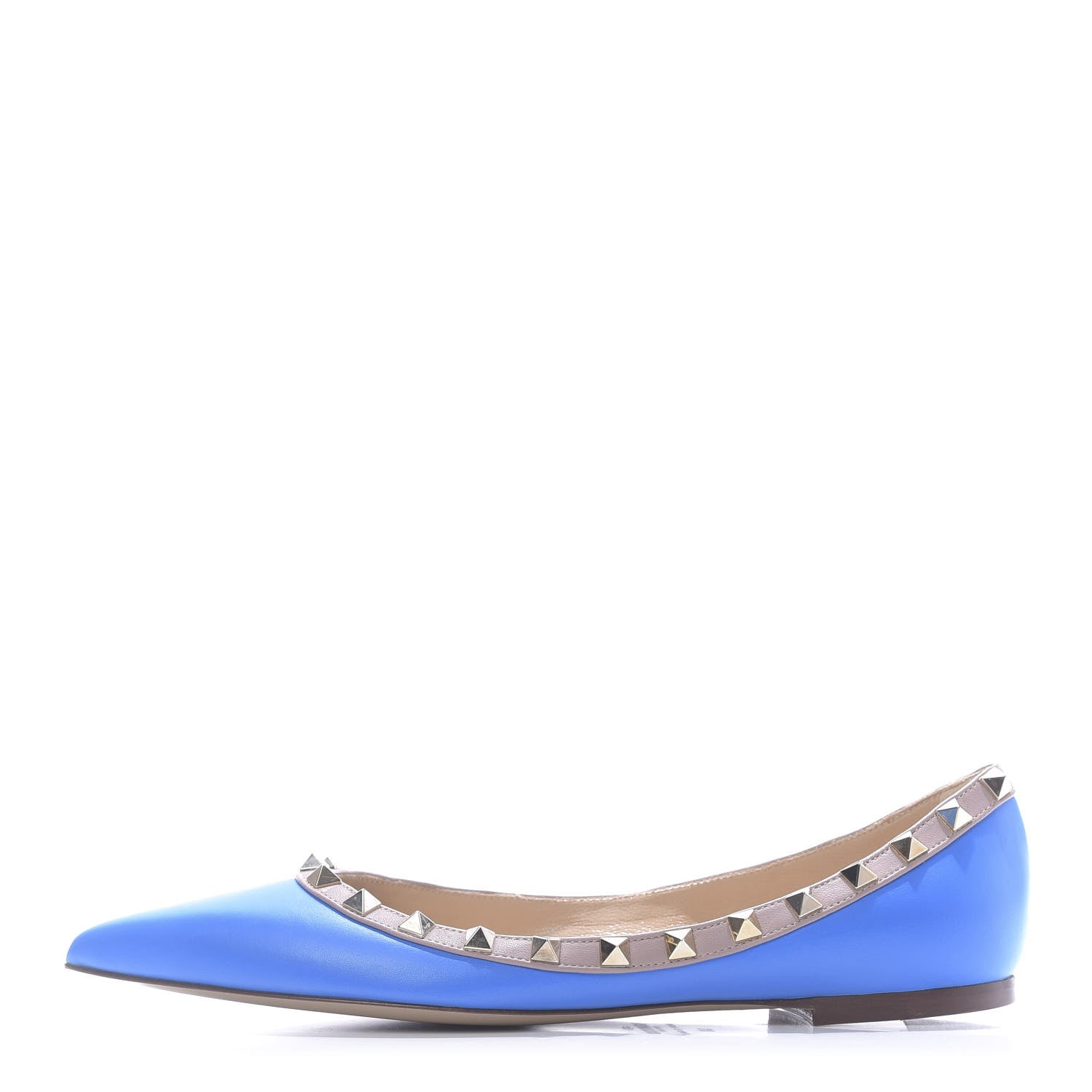 Valentino Garavani Nappa Rockstud Ballerina Flats 38 Blue Poudre 1 of 11