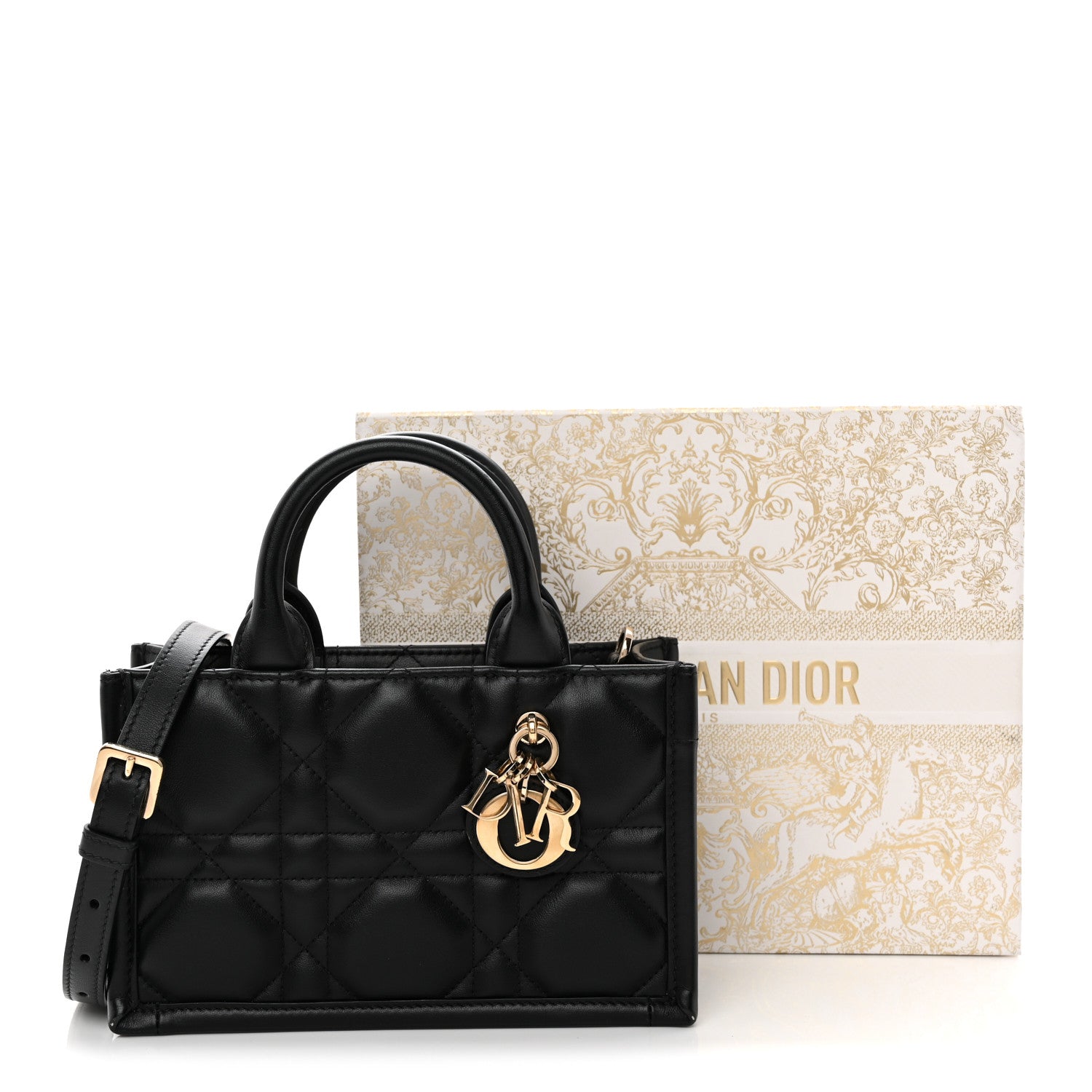 Christian Dior Calfskin Macrocannage Mini Book Tote Black 13 of 13
