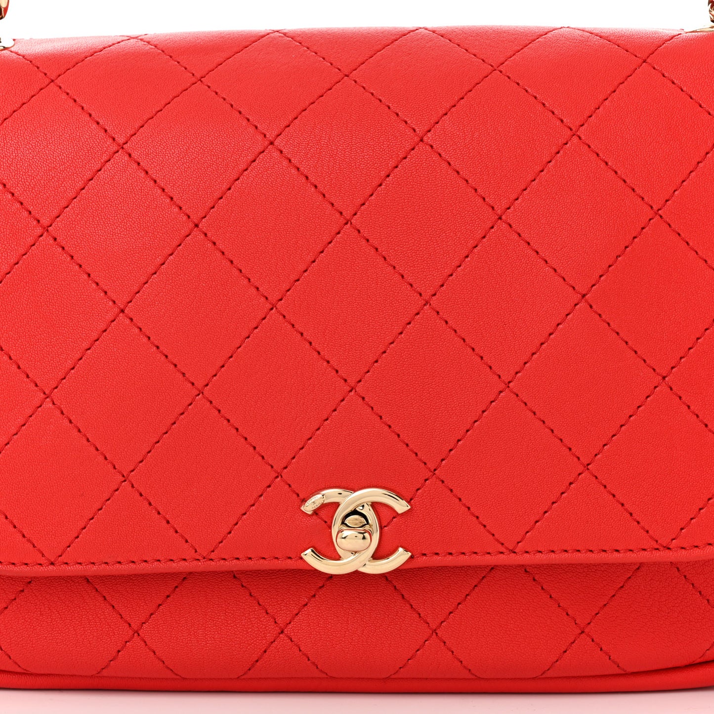 Goatskin Stitched Casual Trip Single Flap Red