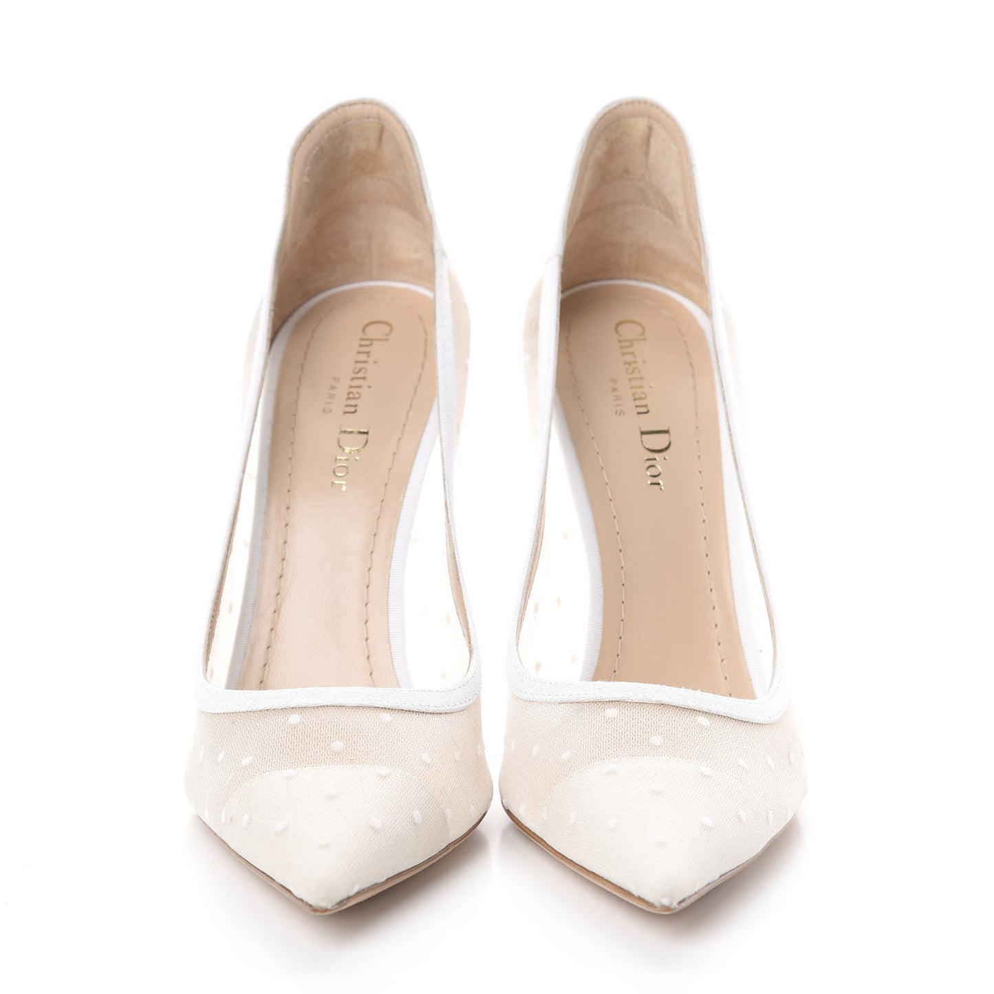 Grosgrain Dotted Swiss Mesh Plumetis D-Moi Pumps 39 White