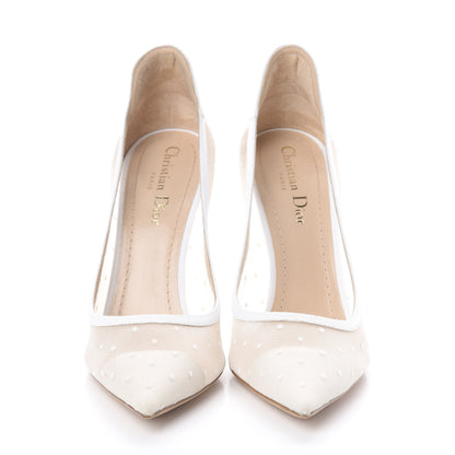 Christian Dior Grosgrain Dotted Swiss Mesh Plumetis D-Moi Pumps 39 White 3 of 7
