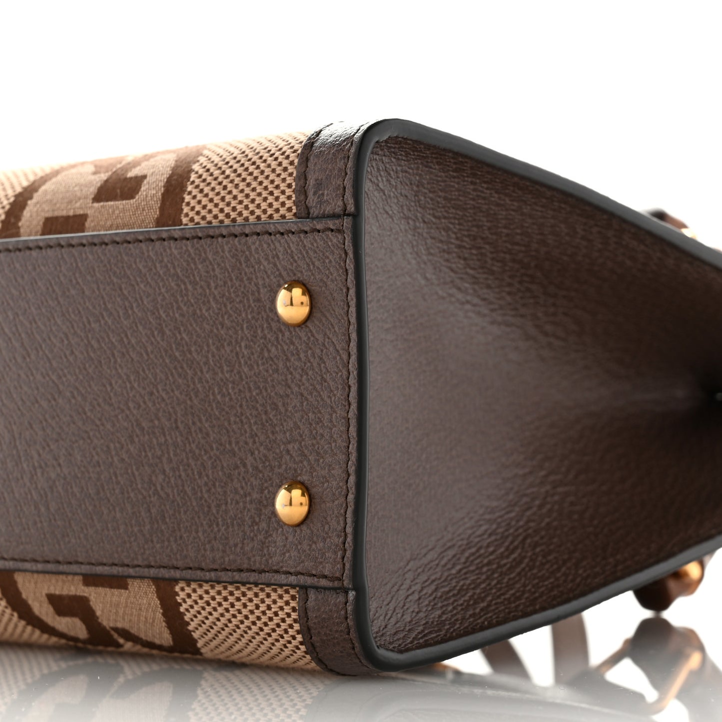 Monogram Jumbo GG Textured Dollar Calfskin Small Diana Tote Bag Camel Ebony New Acero