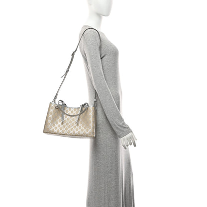Gucci GG Supreme Monogram Emblem Medium Tote Bag  Beige Silver 2 of 10
