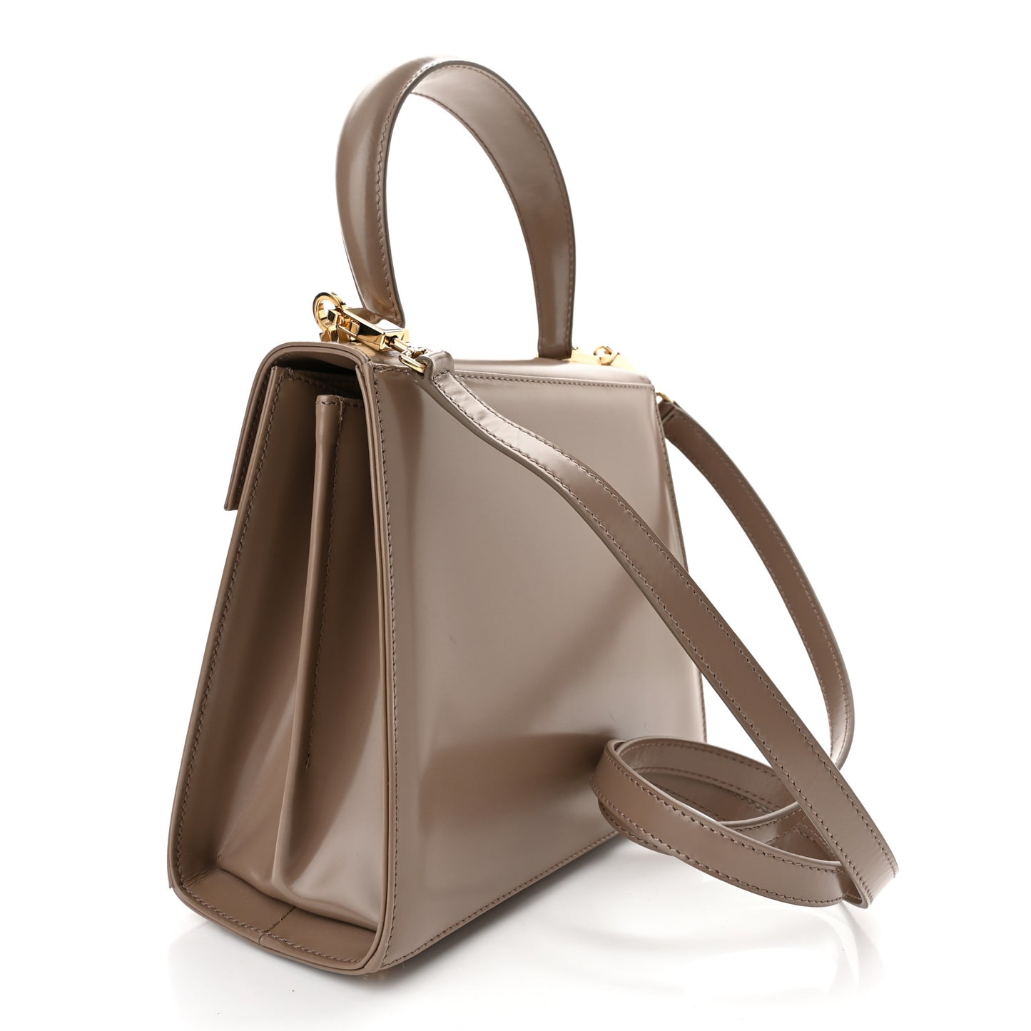 Brushed Off Calfskin Small Iconic Top Handle Bag Grey