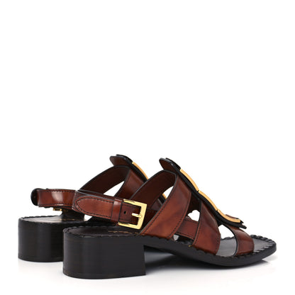 Prada Calfskin Buckle Sandals 37 Brown 4 of 7