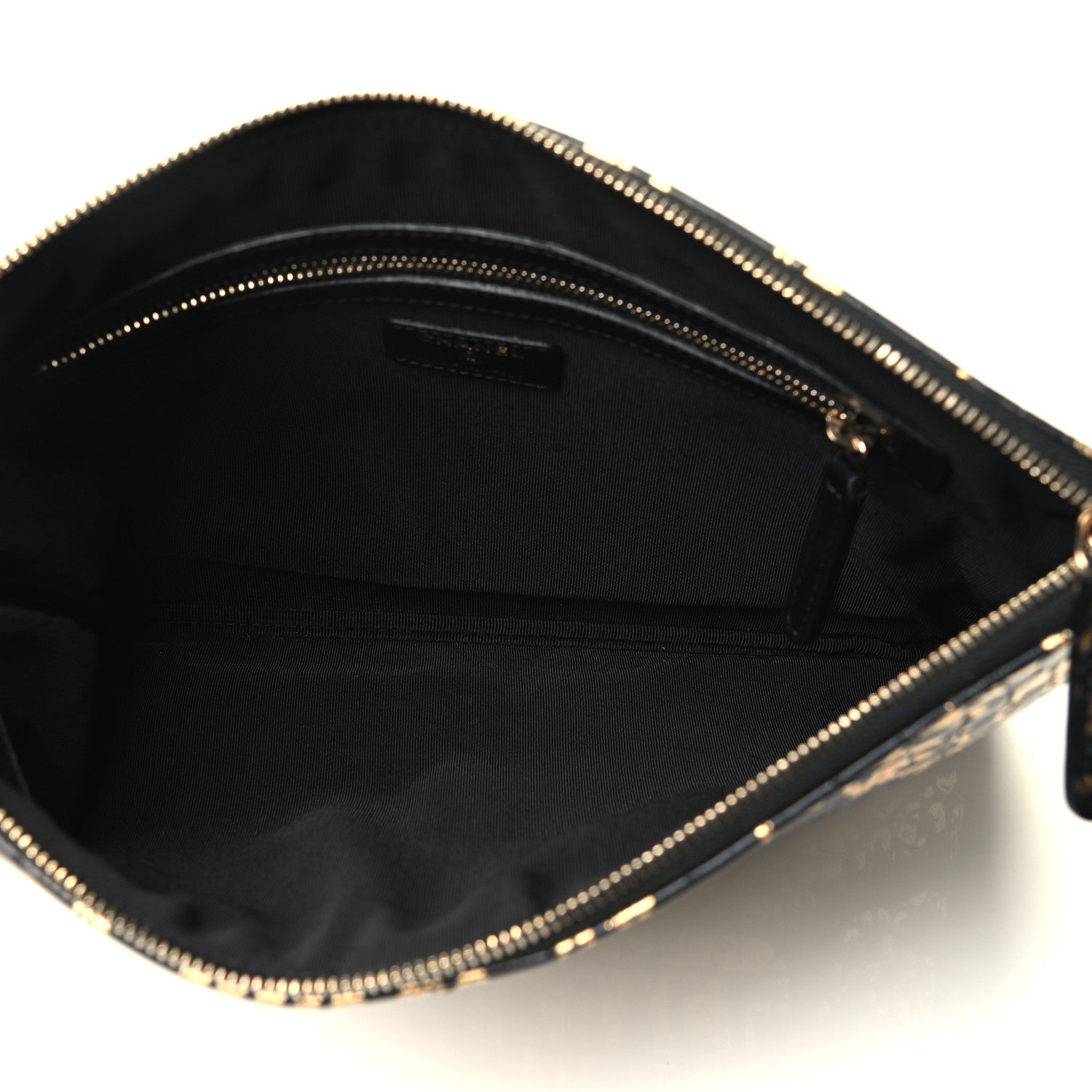 Chanel Calfskin Crocodile Embossed Graffiti 2.55 Medium Cocodile Reissue Cosmetic Case Black Gold 4 of 4