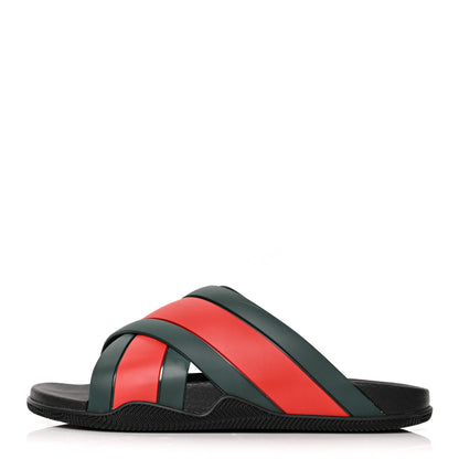 Gucci Rubber Web Mens Criss Cross Slide Sandals 10 Green Red 1 of 10