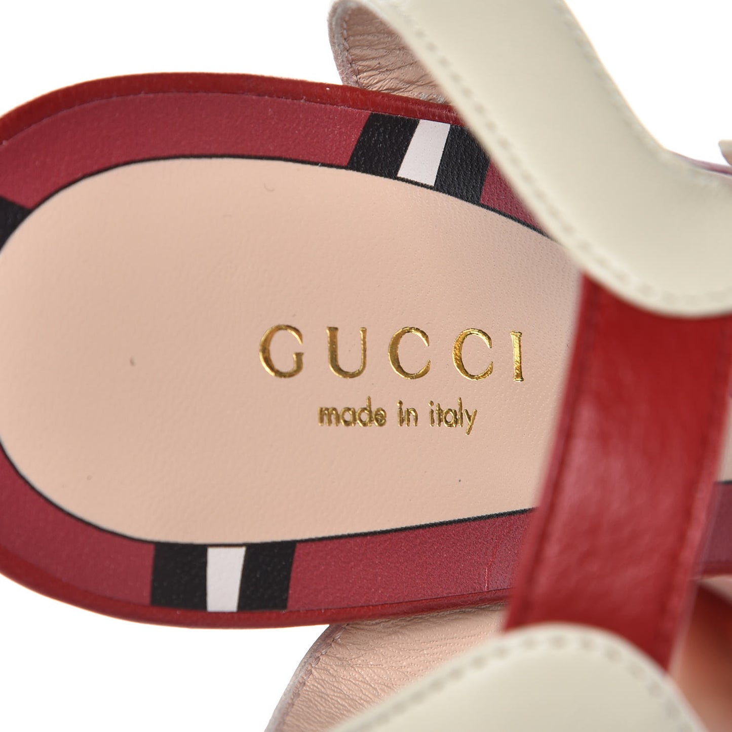 Nappa Striped Sally Platform Wedge Sandals 38.5 Hibiscus Red White