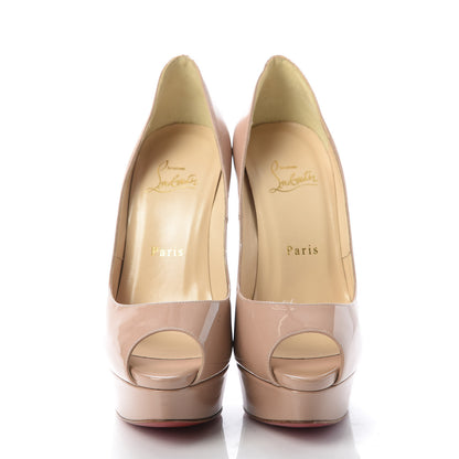 Christian Louboutin Patent Lady Peep 150 Pumps 37.5 Nude 2 of 14