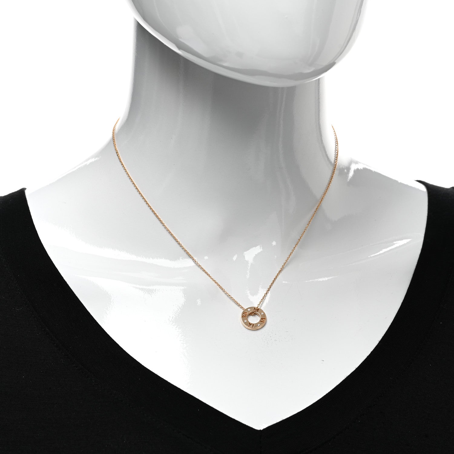 Tiffany 18K Rose Gold Diamond Atlas Pierced Pendant Necklace 2 of 4