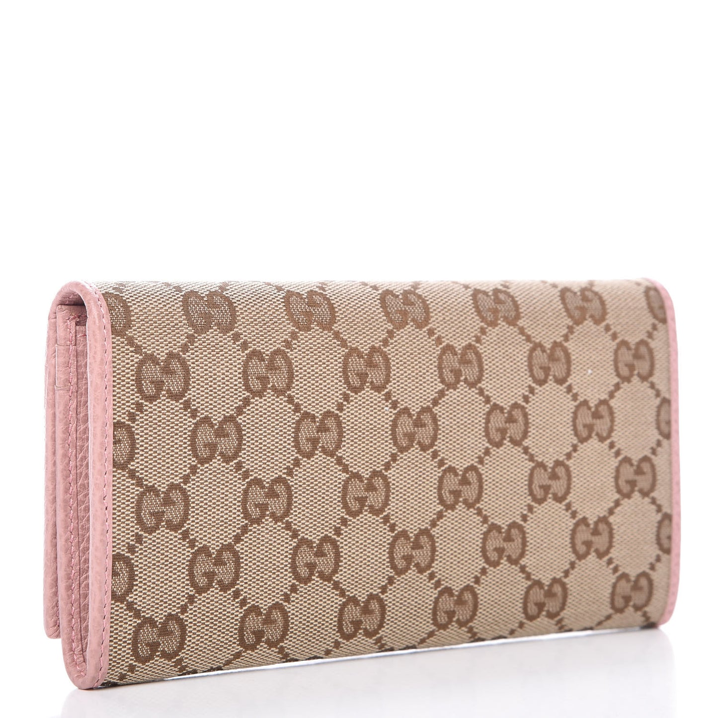 Monogram Dollar Calfskin Continental Flap Wallet Beige Ebony Soft Pink