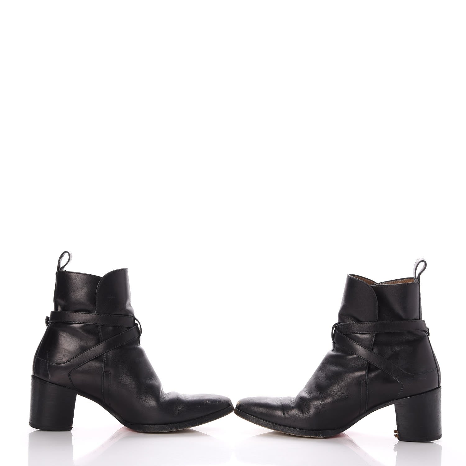 Christian Louboutin Calfskin Buckle Wrap Ankle Boots Booties 41 Black 6 of 11