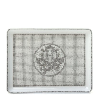 Hermes Porcelain Mosaique Au 24 Sushi Plate Platine 1 of 7