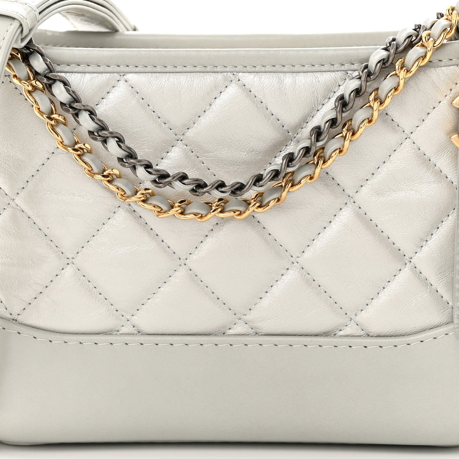 Chanel Metallic Aged Calfskin Quilted Small Gabrielle Hobo Silver 8 of 10