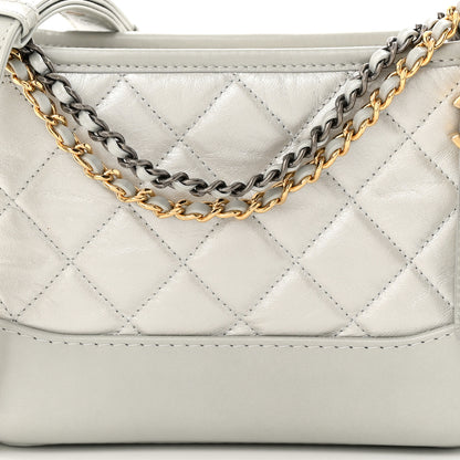 Chanel Metallic Aged Calfskin Quilted Small Gabrielle Hobo Silver 8 of 10