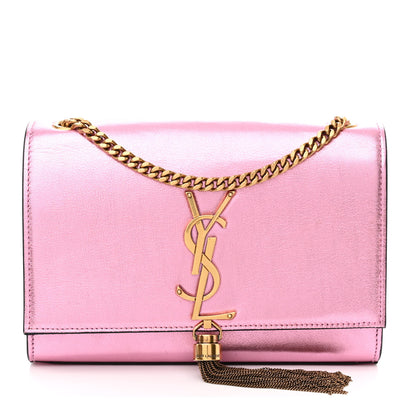 Saint Laurent Metallic Calfskin Small Classic Monogram Kate Tassel Satchel Pink 1 of 11