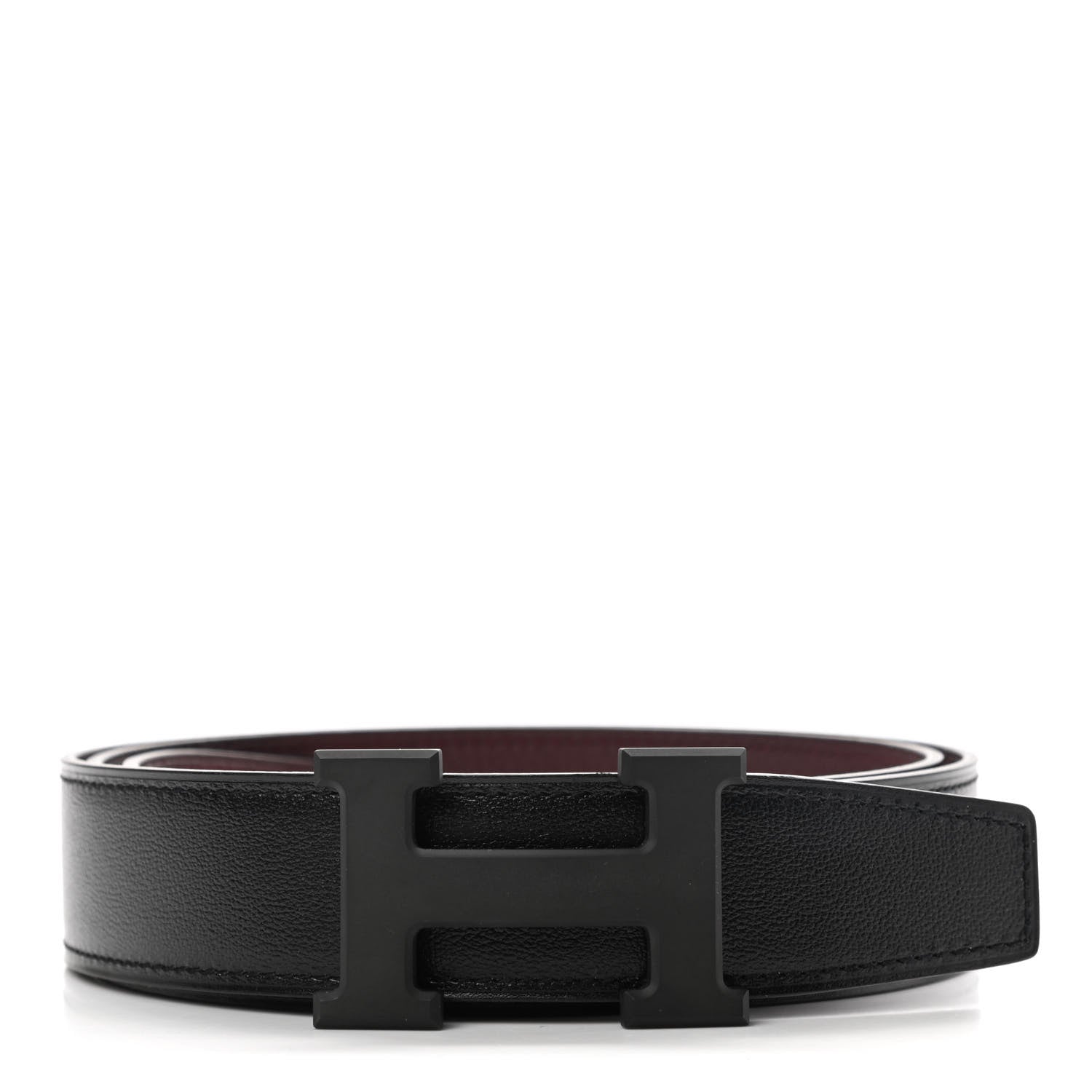 Hermes Box Togo 32mm Matte H Belt 95 Black Rouge H 1 of 9
