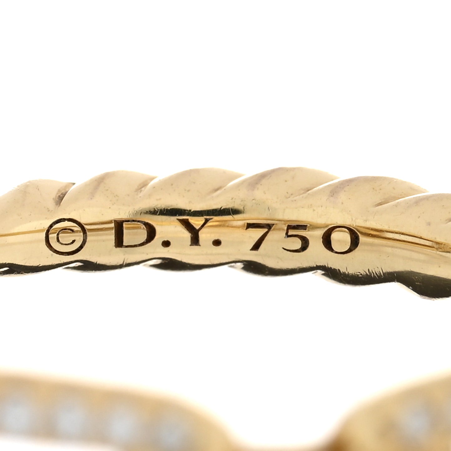 18K Yellow Gold Diamond 4.5mm Stax Single Row Chain Link Ring 50 5.5