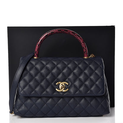 Chanel Caviar Elaphe Quilted Small Coco Handle Flap Navy 16 of 16