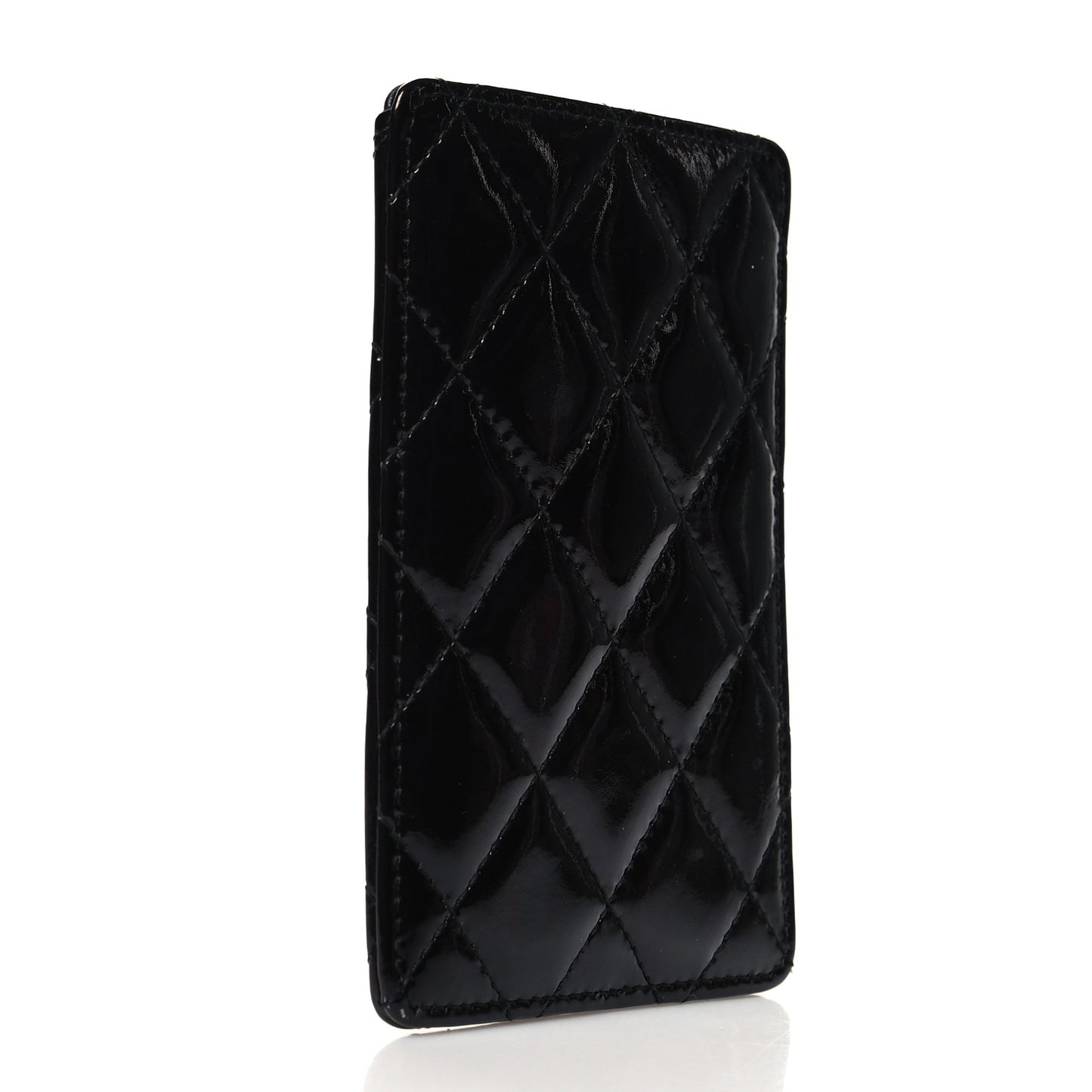 Patent Quilted Brilliant Vertical Card Holder Black