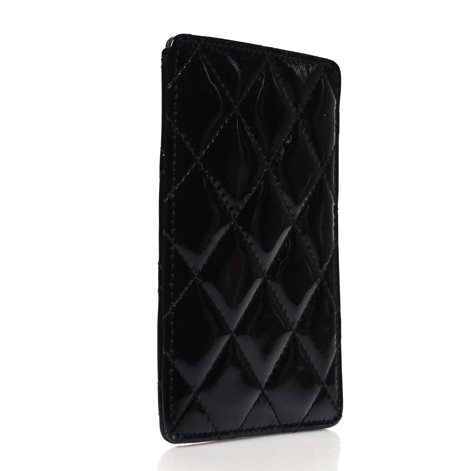 Chanel Patent Quilted Brilliant Vertical Card Holder Black 3 of 10